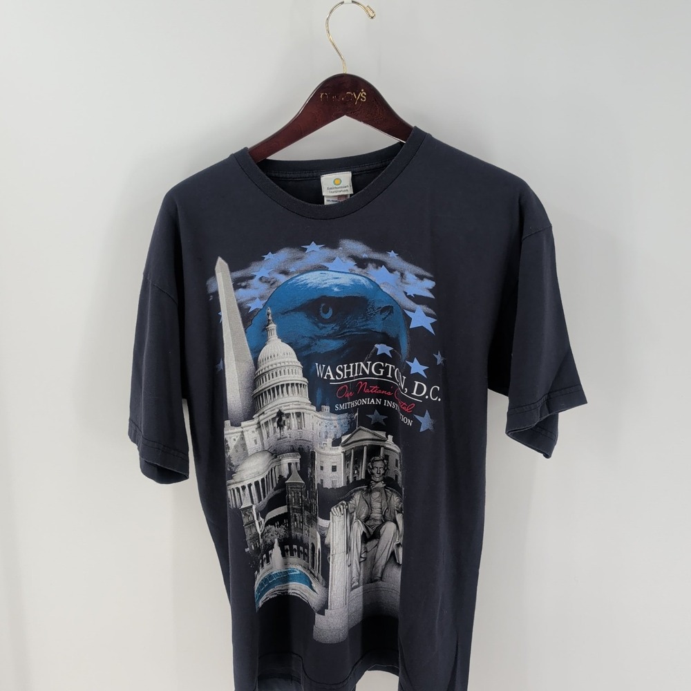 Vintage Smithsonian Institution Washington DC Graphic T-Shirt Navy Blue Size‎ L
